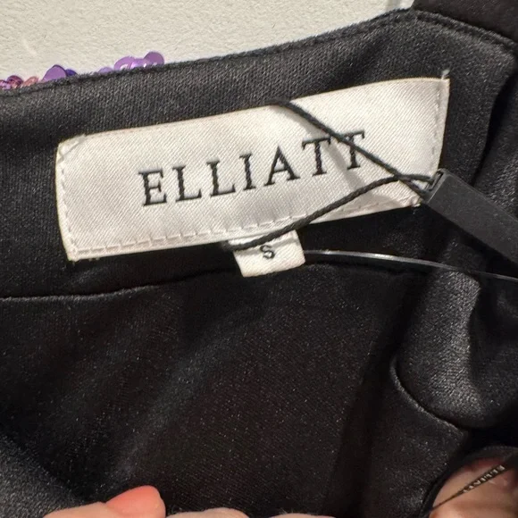 NWT Elliatt black sequin floral velvet Cljo gown - Picture 8 of 12